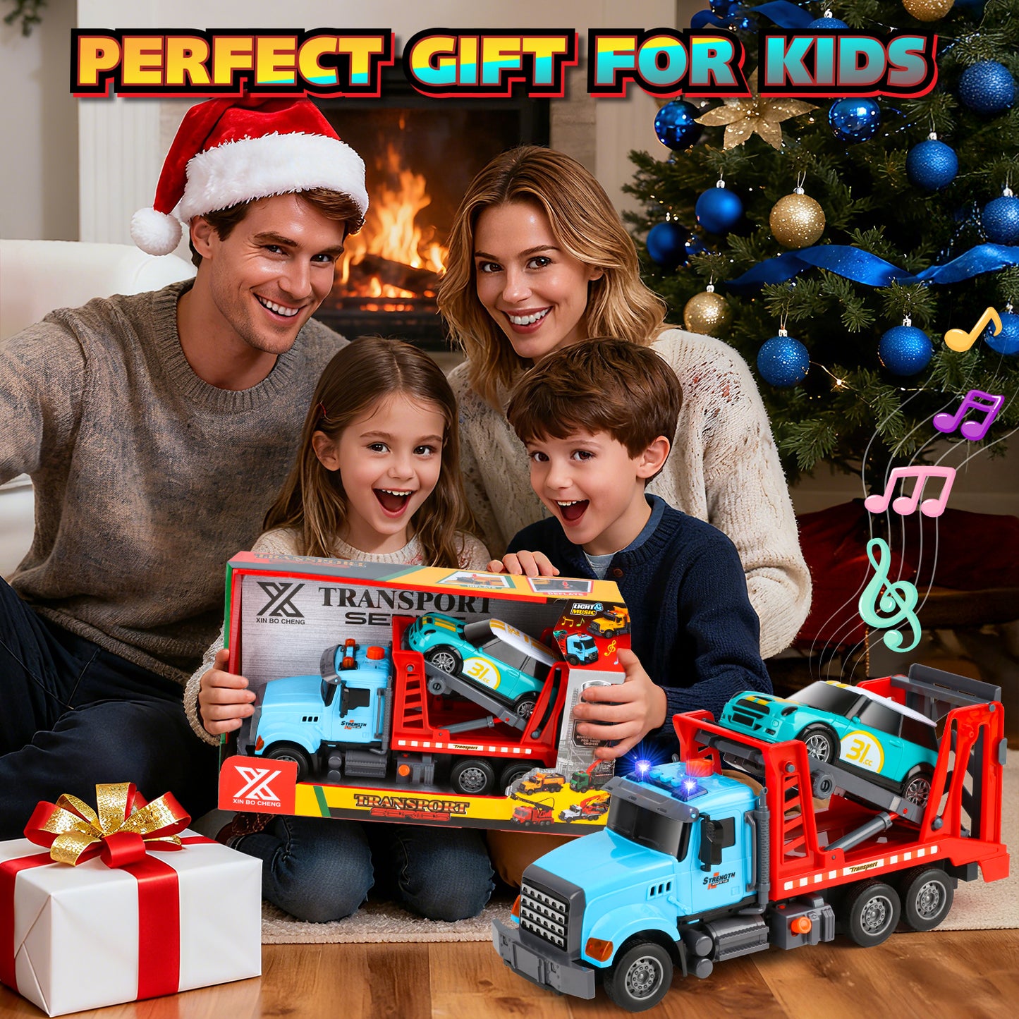 UUSUOO Toy Trucks for Boys 3-6 Years,Large Transport Cars Carrier with Racing Car,Tow Truck Toys with Light & Sounds,Christmas Birthday Gifts for Boys Girls