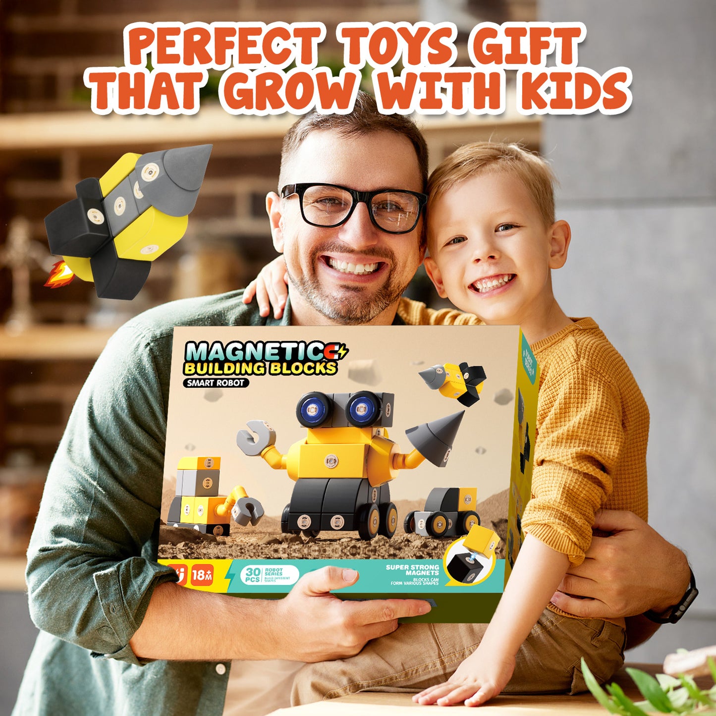UUSUOO 30 PCS Magnetic Blocks,Magnetic Building Blocks for Kids Ages 4-8,Foam Magnetic Blocks,Montessori Toys,Preschool STEM Educational Sensory Magnet Toys Gifts for 1-3 3-6 Years Old Kids