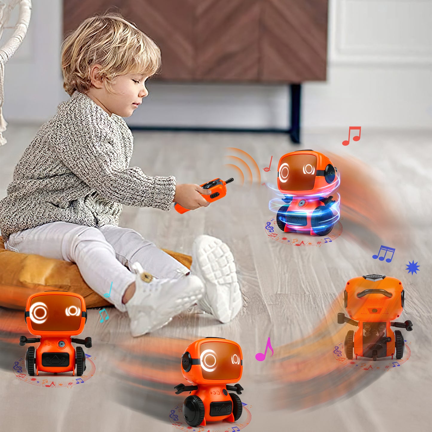 Robot Toys for Kids, Remote Control Robots w/ Auto-Demo, RC Robots with Talkie and Programming Function, Make Fun Sound and Walkie Talkie, Boys Girls Birthday Gifts for 3-8 years old