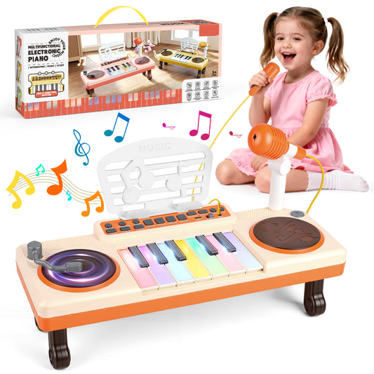 UUSUOO Toddler Piano Toys for Girls,Kids Piano Keyboard with Microphone,Musical Instrument Birthday Gift for 3 4 5 6 +Boys Girls, Pink