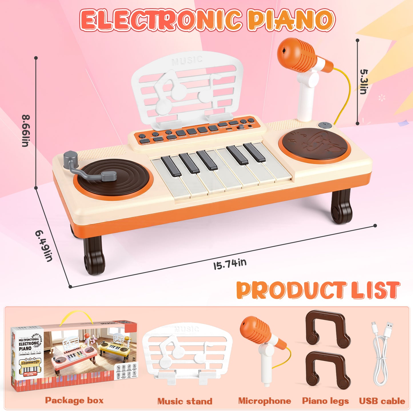 UUSUOO Toddler Piano Toys for Girls,Kids Piano Keyboard with Microphone,Musical Instrument Birthday Gift for 3 4 5 6 +Boys Girls, Pink