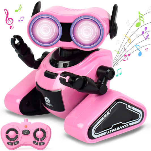 Robot Toys for Girls,Rechargeable Remote Control Robots, Toy Robot with Auto-Demonstration, Flexible Head & Arms, Dance Moves, Music, and Shining LED Eyes, Girls Toys Age4-6 (Pink)