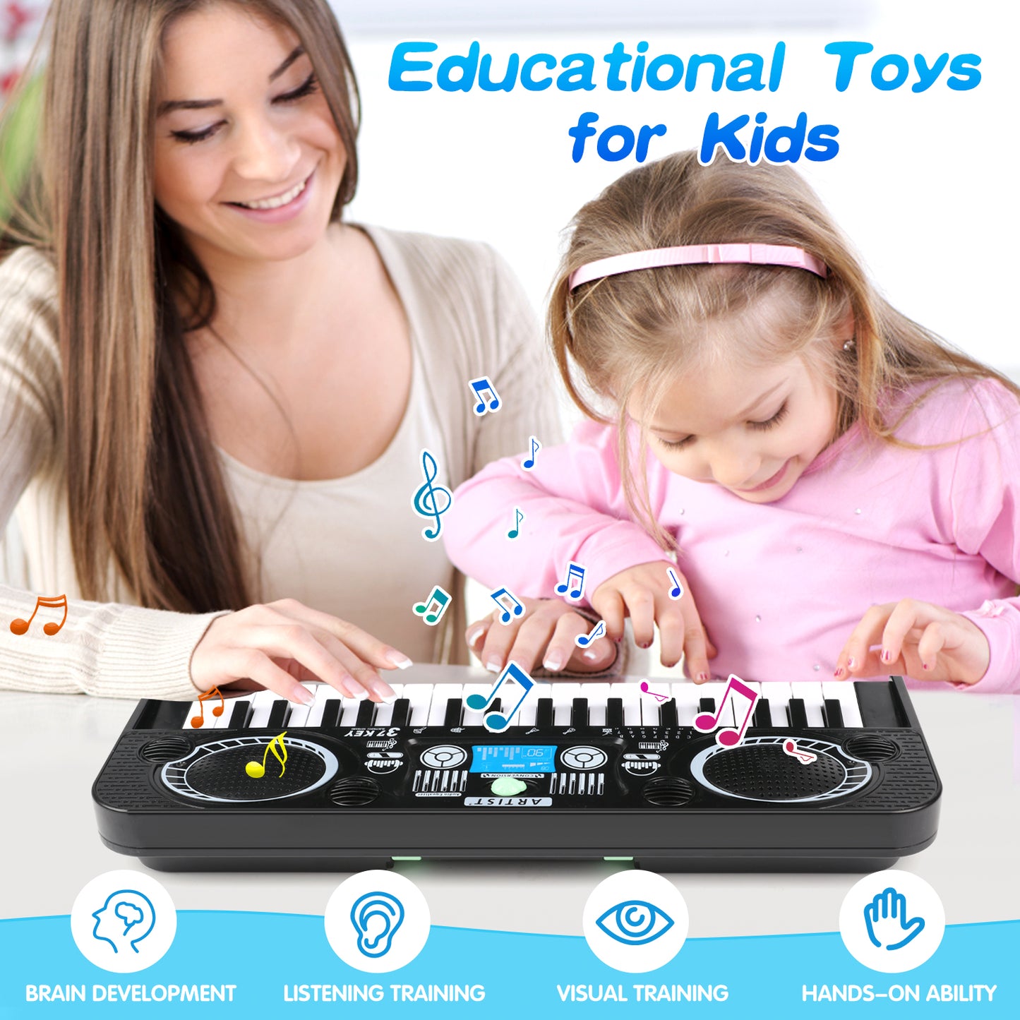 Baby Piano Toys for Kids, 37 Keys Musical Piano Keyboard for Toddlers, Musical Instrument Toys Birthday Gifts for Toddlers Boys Girls Aged 1 2 3 4-7 8+