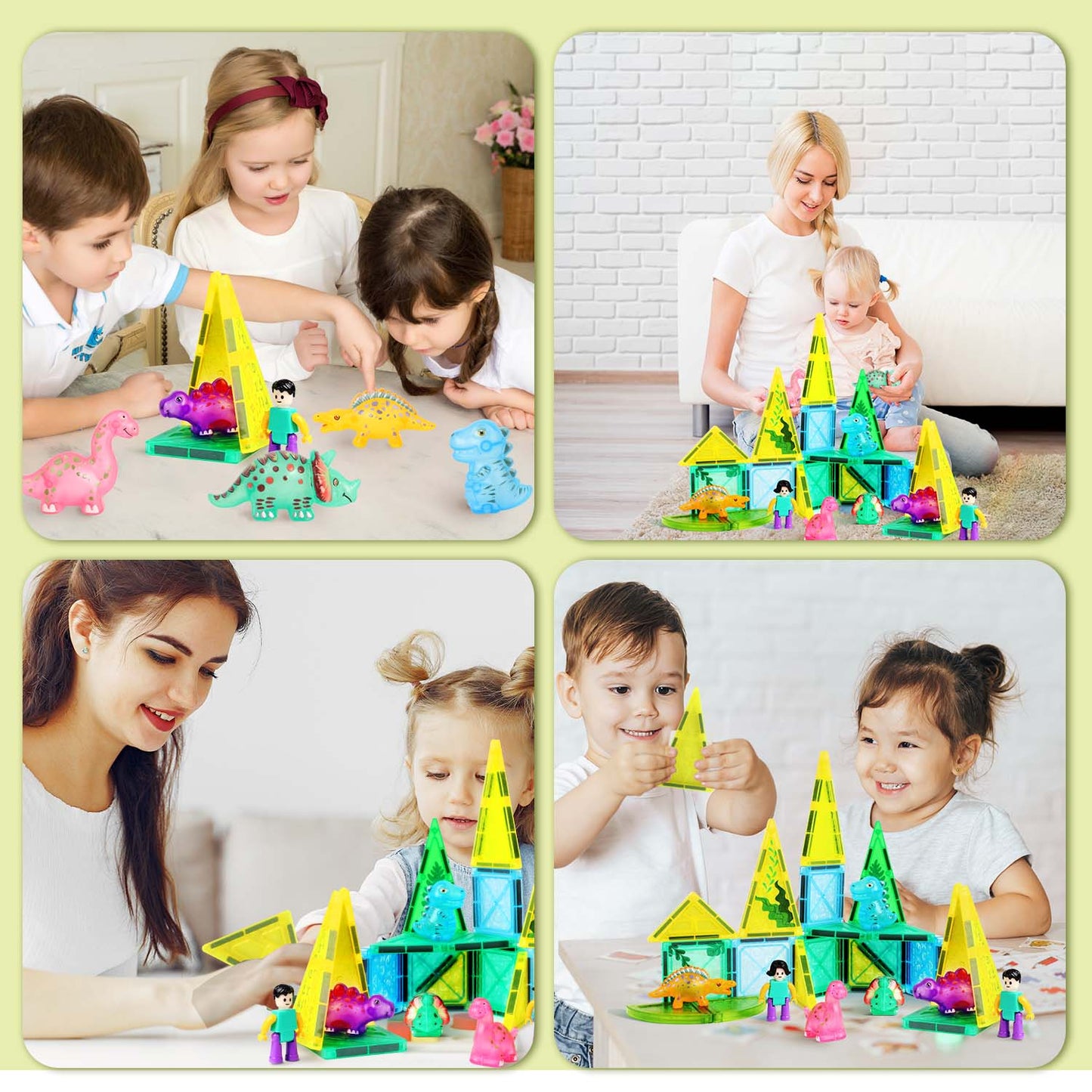 Dinosaur Magnetic Tiles,Animals Magnet Building Blocks Toys Dino World,3D STEM Educational Magnet Tiles for Kids Age 3 4 5 6 7 8(29PCS)